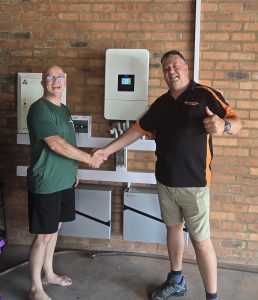Completed hybrid solar inverter and battery installation with customer handover by Sola-Tec Solar Gauteng